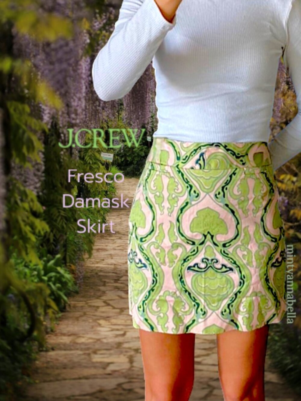 J. Crew Fresco Damask Print Skirt